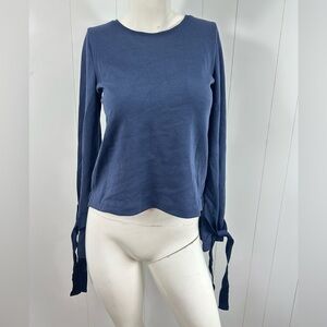 NWT J Crew Womens Sz XXS Blue Bell Sleeve Tie Sweatshirt Top Style J2291